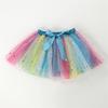 Children's Fashion Bow Sequin Tulle Elastic Waist Short Skirt