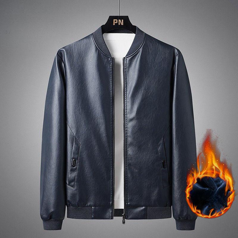 Lederjacke Herren Herbst und Winter Neuer Stil Samt Verdickt Vielseitig Lässig Trendig Übergröße Mantel Baseballkragen Lederjacke
