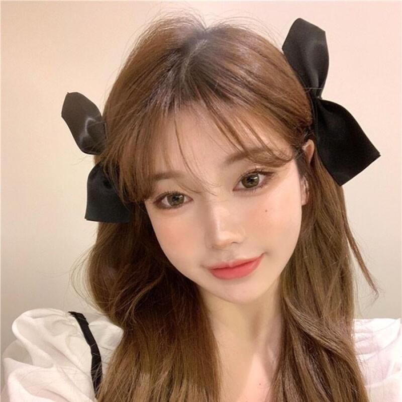 Jisoo side hairpin half-ribbon ribbon hairpin hairpin clip 2P 1-Ribbon Pin-Black 2P