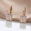 Classic Full Natural Zircon Square Earrings For Women Luxury  Rose Gold Color Daily Fine Jewelry Wedding Accessories
