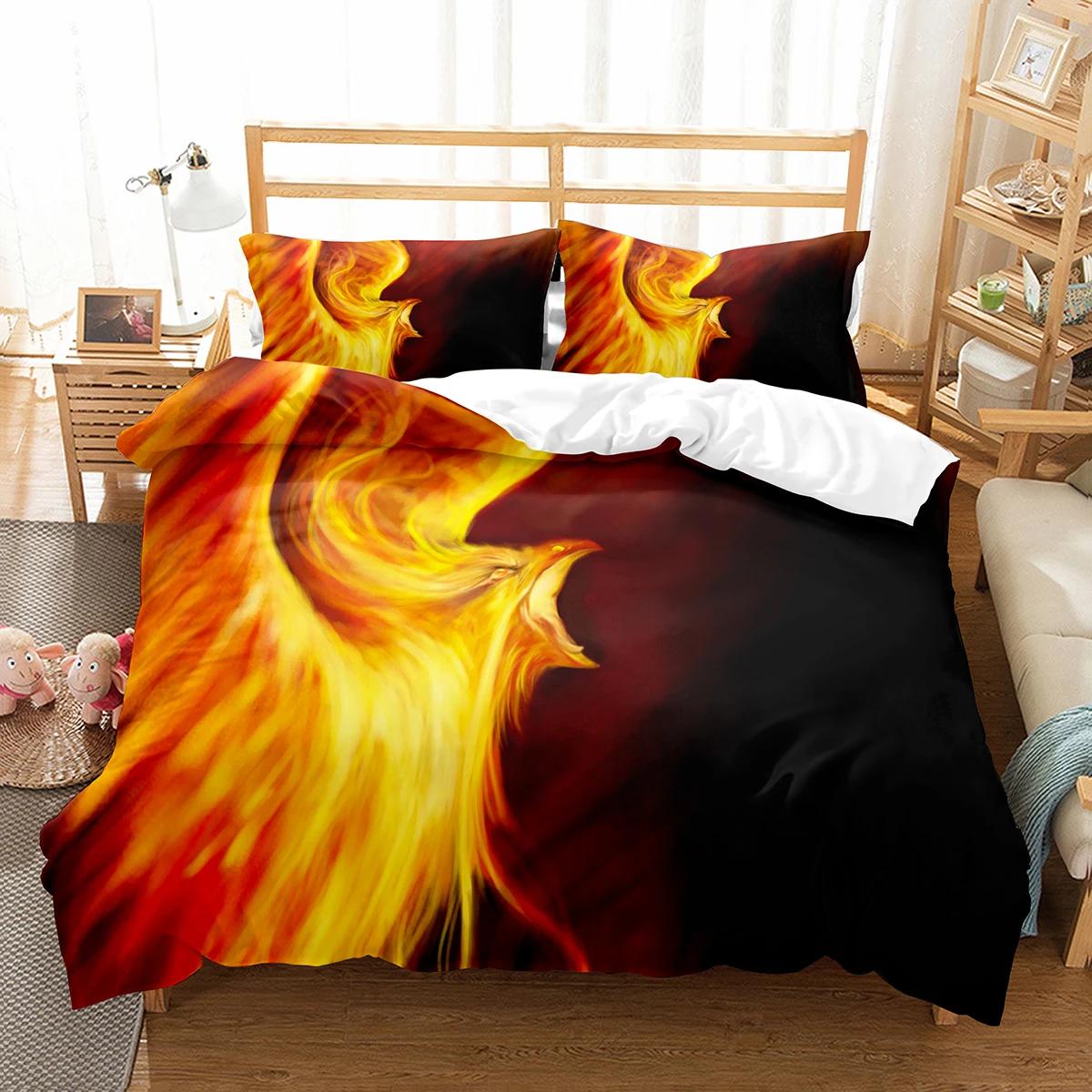 

Zipper with Phoenix Duvet Cover Set King Queen Size for Kids Boy Girls Bedding Set Yellow Animals Pattern Polyester Quilt Cover Tool EU single(135x200cm)