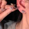 4Pcs/Set Fashion Simple Rhinestone Heart Butterfly Stud Earrings For Women Y2K Punk Light Luxury Exquisite Wedding Jewelry Gifts
