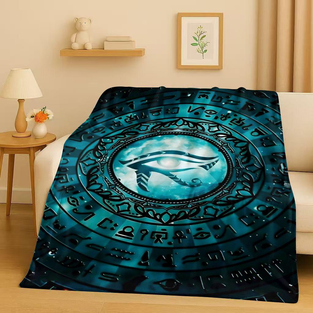 3D Ancient Egypt Pictographic Eye of Horus Flannel Blanket,Ultra Soft Warm Plush Throw for Home Bedroom Bed Sofa Cover Office