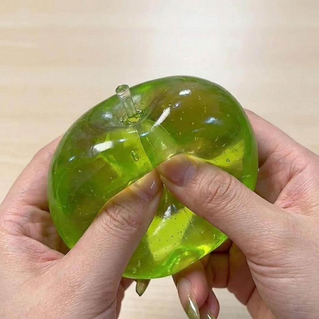 Maçã Squishy de Maltose: Brinquedo de Aperto Azul/Verde Transparente, Textura Sólida de Rebote Lento, Fidget Sensorial Estético para Escritório