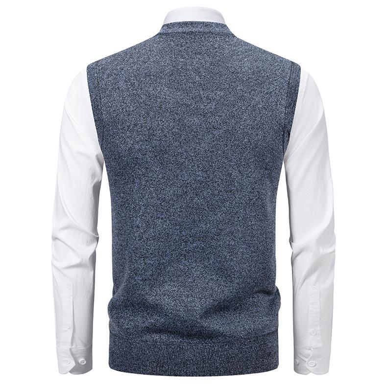 Men's Slim Fit Velvet-Thickened Knit Vest for Autumn/Winter