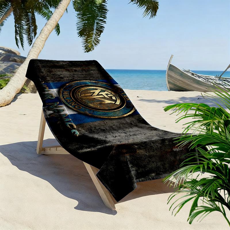FC Internazionale Milano Print Beach Towel, Large Soft Quick Dry Towel for Beach Camping Swimming