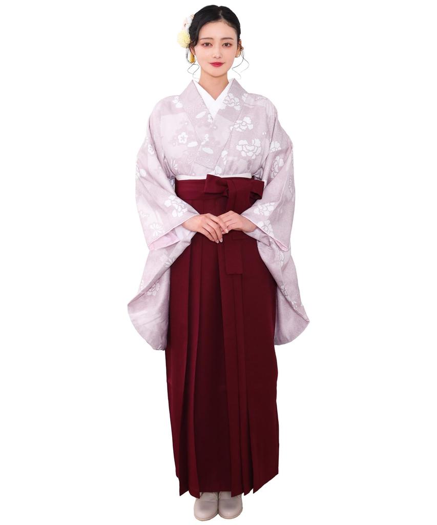 Hakama Plain Graduation 4 Piece Set Hakama Lower Gorgeous E F Red Peony Hakama [KYOETSU] Set, Two-Sleeve Kimono, Hakama, Ceremony, (Kimono, Hakama,