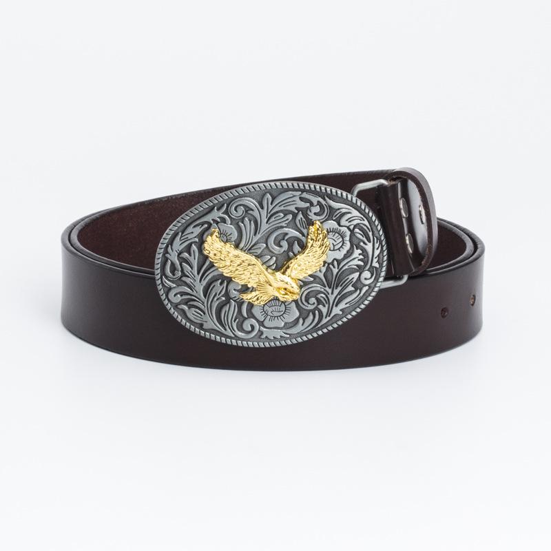 Eagle Pattern Unisex Cowboy Cowhide Belt
