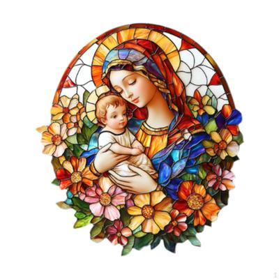Jungfrau Maria hält Baby Jesus Fensterfolie, Statische Heimdekoration Bauernhaus ohne Klebstoff