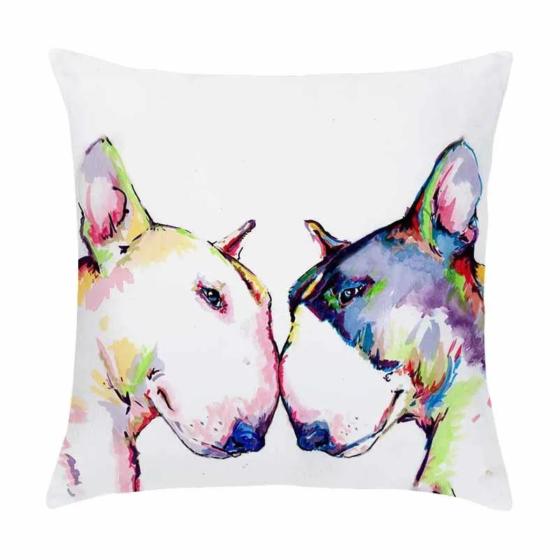 Customizable Home Square Soft Sofa Bed Pillow Cover Painted Dog Decorative Cartoon Puppy