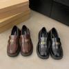 Fashion Vintage British Style Chunky Heel Women's Loafers 2025 Luxury Female Heeled Shoes High Quality PU Leather Platform Shoes