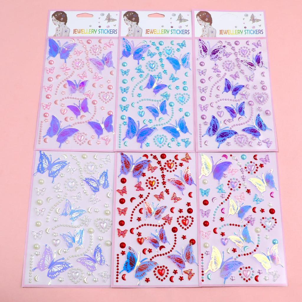 Bunte Schmetterlingsfee 3D Gesichtsaufkleber für Kinderschminke auf der Bühne