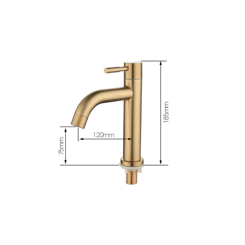 304 Stainless Steel Brushed Gold Single Cold Basin Faucet Bathroom Sink Washbasin Tap Bathroom Basin Faucets Toilet Basin