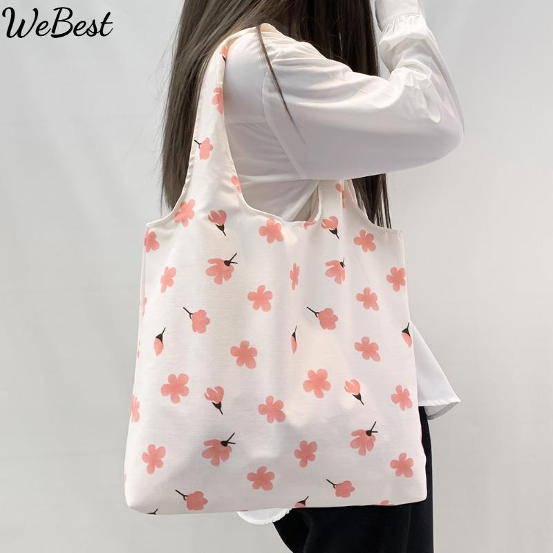 

Summer Fresh Floral Shoulder Bag Large Capacity Canvas Tote Bag