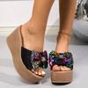 Sequin Bow Platform Sandals for Women 2025 Summer New Arrival Plus Size Thick Sole Strappy Sandals
