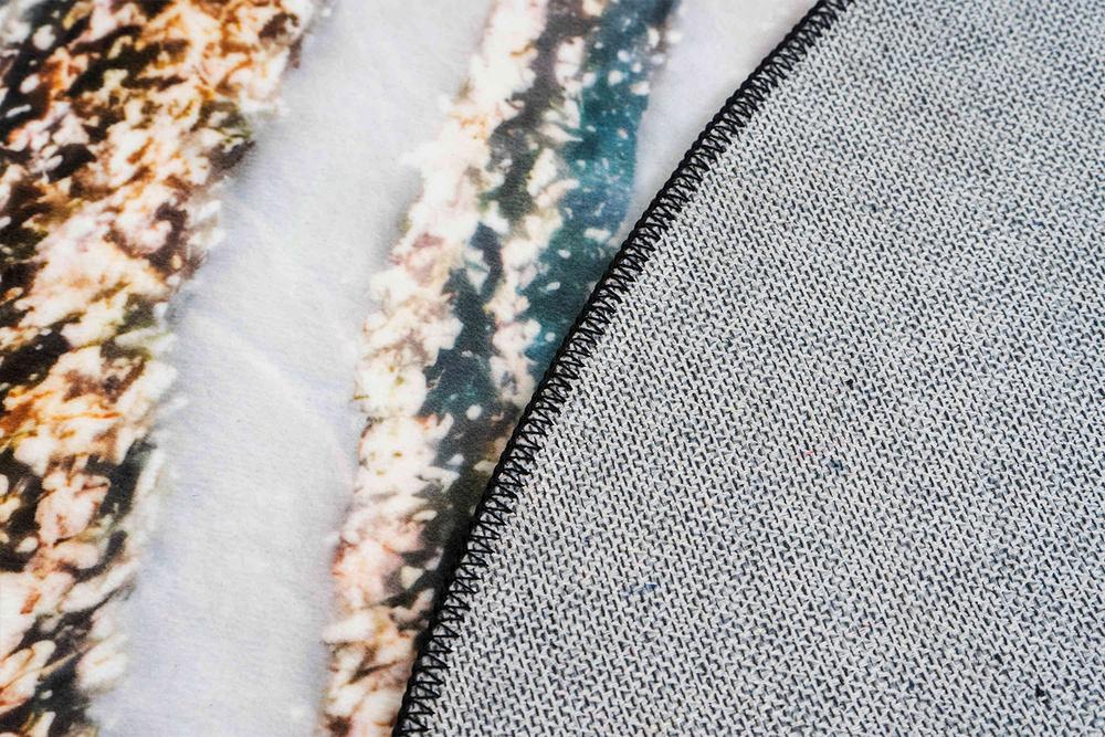 Dywan Okrągły NOVO Strado Nowoczesny Do Salonu Marmurowy Wzór Velvet ZłotyBrzeg 100x100 Cm