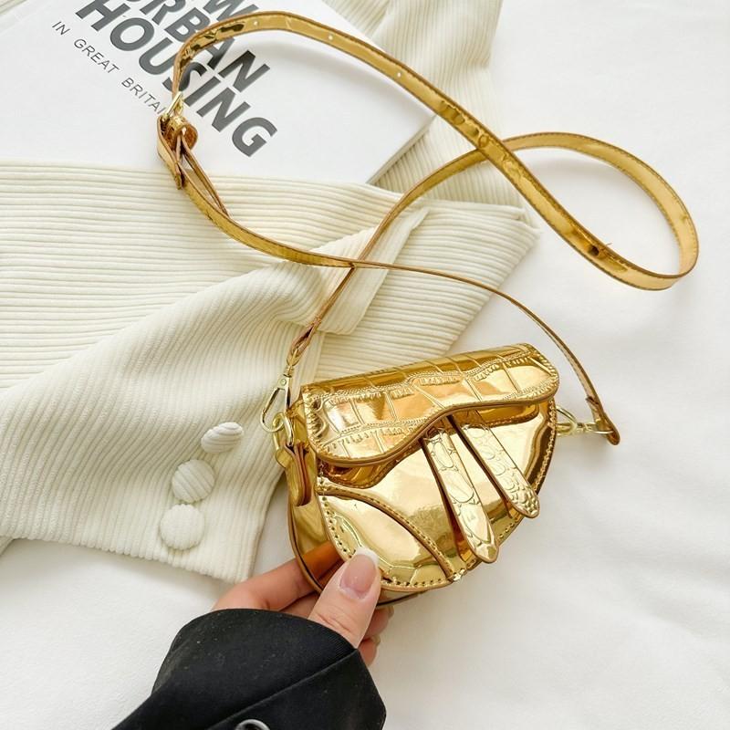 Fashionable Patent Leather Shiny Kids Mini Crossbody Bag Breathable Pure Color Child Shoulder Bag