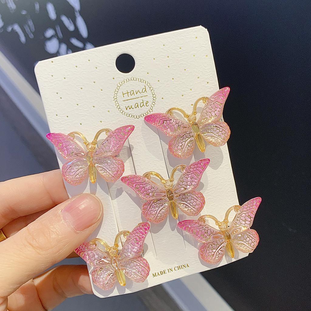 5PCS Colorful Gradient Three-Dimensional Butterfly Hair Clip, Sweet And Fairy Girl Headband, Cute Girl Heart Hair Clip