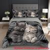 Adorable Cat Printed Duvet Cover Pillowcase Soft Bedding Accessories Home Decor Cute Animal Theme Quilt Covers