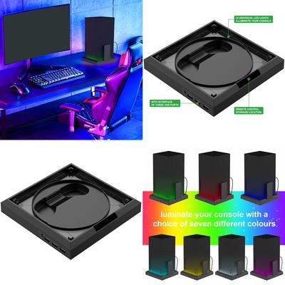מעמד RGB LED ל-Xbox Series X/S מואר מעמד אנכי קישוט מעמד קונסולות מואר RGB צבעוני