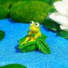 Lotus Frog Boat Ornament Sunken Landscape Frog Sculpture Cute Frog & Boat Aquarium Decor Novelty Aquarium Ornament for Home
