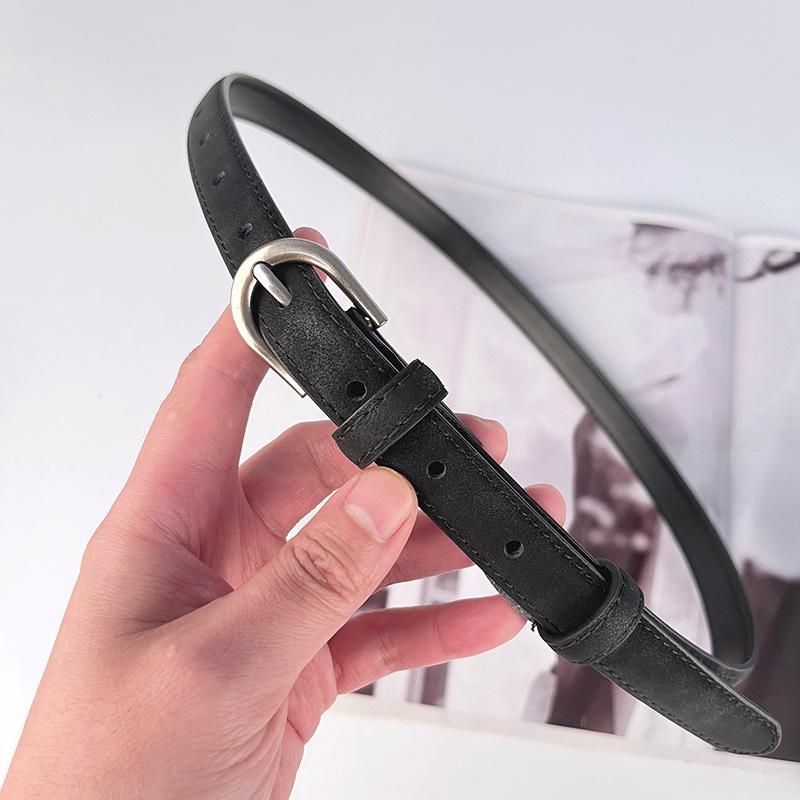 Retro Matte Cowhide Leather Women's Genuine Leather Belt Casual Pants Jeans High-end Women's Korean Style Fashion Pin Buckle Belt