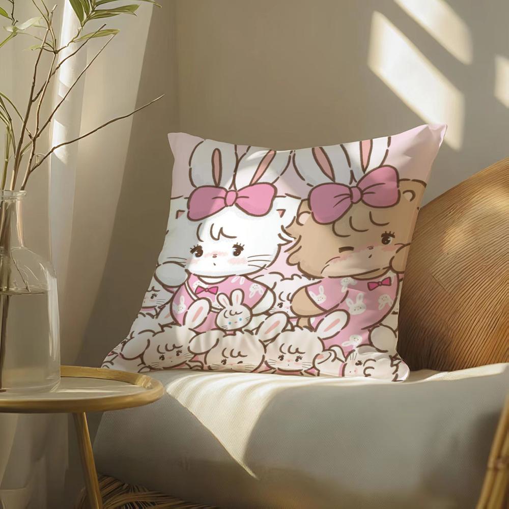 M-Mikkos Illustration Cushion Cover Soft Short Plush Pillow Cover Smooth Cozy Texture Aesthetic Cushion Case Home Decor