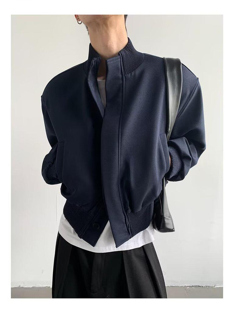 Japońska męska kurtka bomberka Harajuku 2025: Wysokiej jakości, stylowa kurtka baseballowa z kołnierzem stojącym na wiosnę/jesień