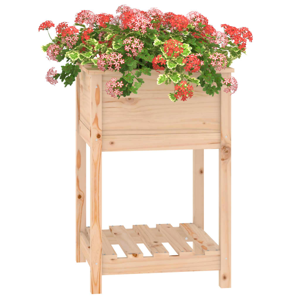 Plant Pot with Shelf 54x54x81 Cm Solid Pine Wood