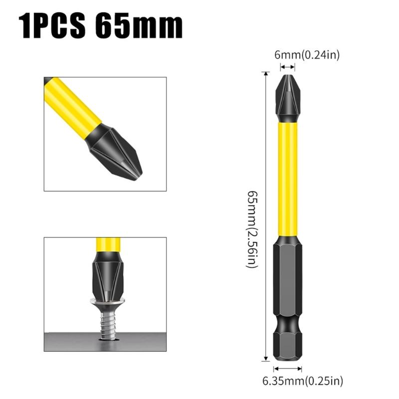 Magnetischer Kreuzschlitzschraubendreherbit Hohe Härte Sechskantgriff Schraubendreherbitkopf Stahl Rutschfest Batchkopf Handwerkzeug
