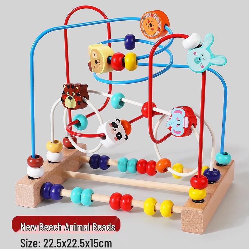 Multifunctional Bead Maze and Block Toy for Infants and Toddlers Ages 0-3 Years