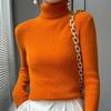 Women's Striped Turtleneck Sweater - High Neck, Long Sleeve Knit Top, Autumn/Winter Base Layer.