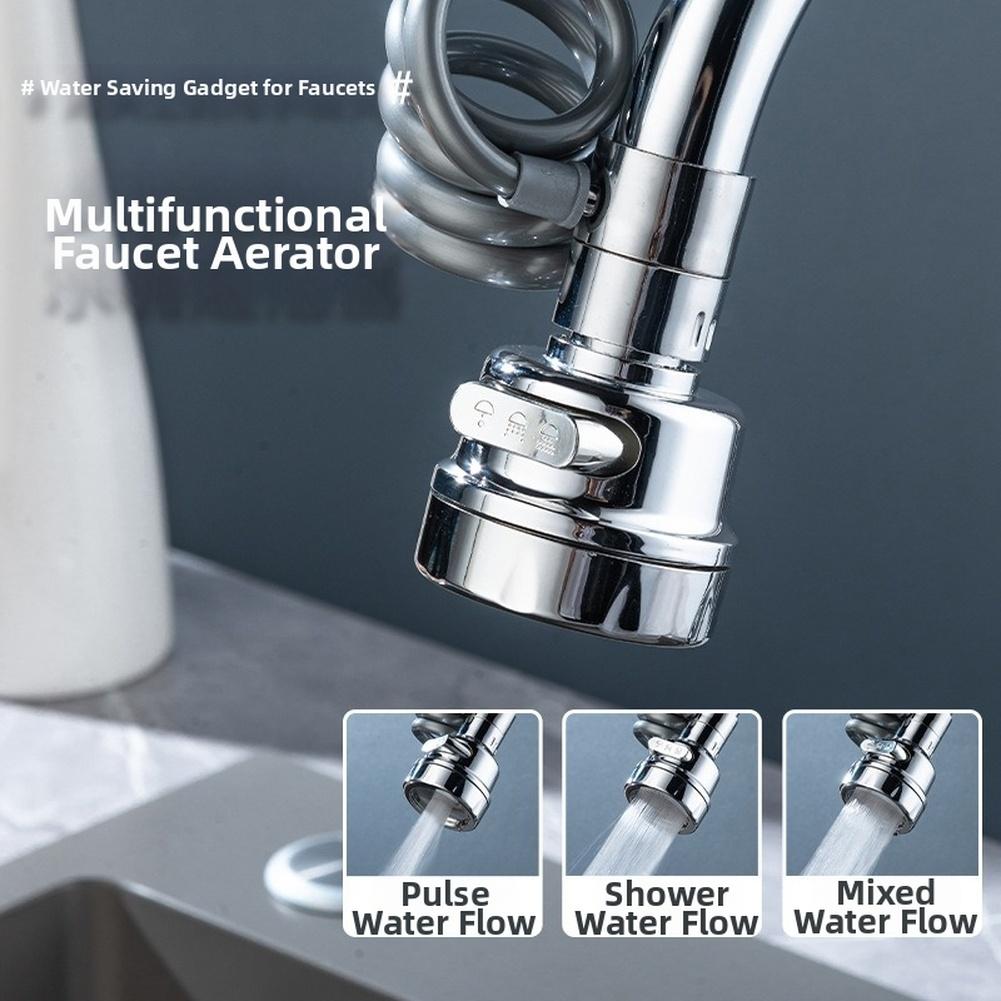 Retractable Faucet Extender with 3 Water Modes for Kitchen Sink Sprayer Silver 81x52x27mm ABS PC Fit Most Faucets