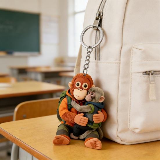 Slap The Monkey Schlüsselanhänger Anhänger Doppelseitig Acryl Tierdesign Leichter Schlüsselanhänger Rucksack Handtasche