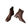 Small heel short boots women's autumn and winter new 2025 versatile fashion square head high heels velvet thick heel flying woven leather shoes