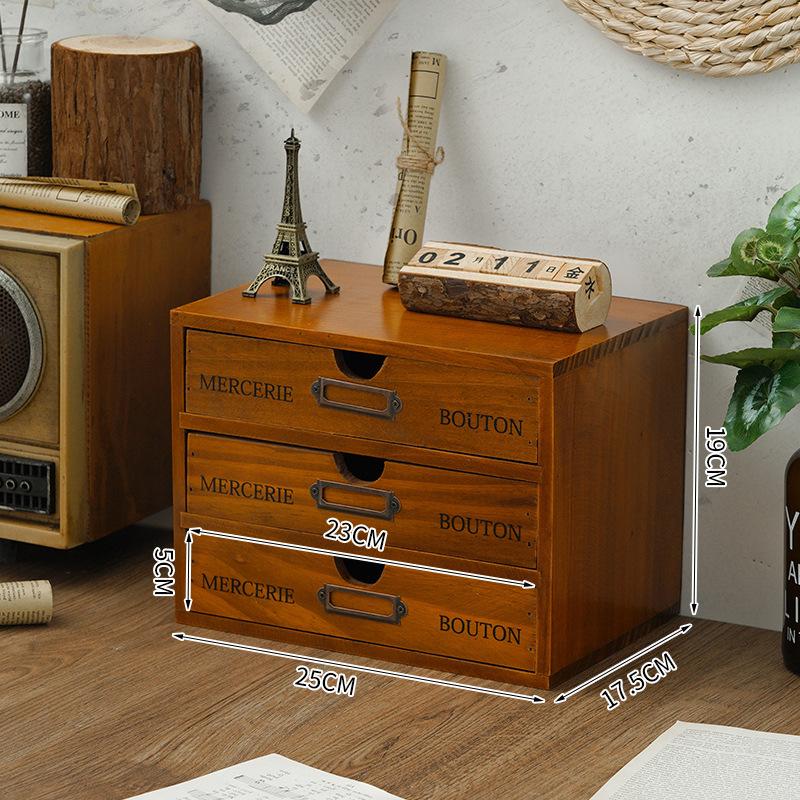 Wooden computer heightening rack office desktop storage organizing cabinet wooden box drawer cosmetic storage box wooden box