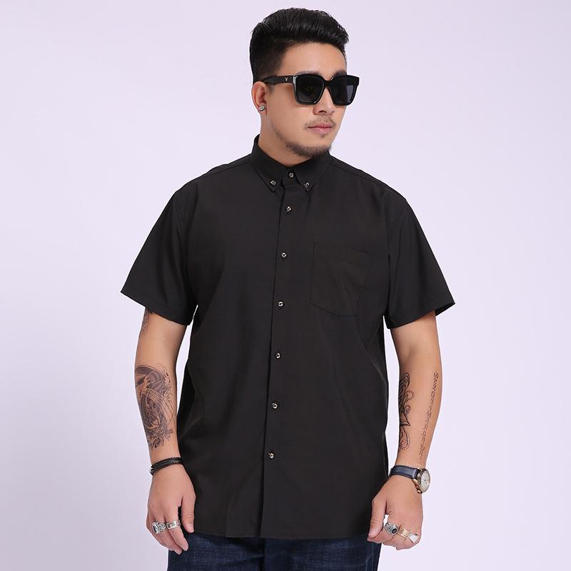 

Летние рубашки для мужчин, большие размеры, деловая официальная рубашка, мужская однотонная белая рубашка с коротким рукавом 10XL синий