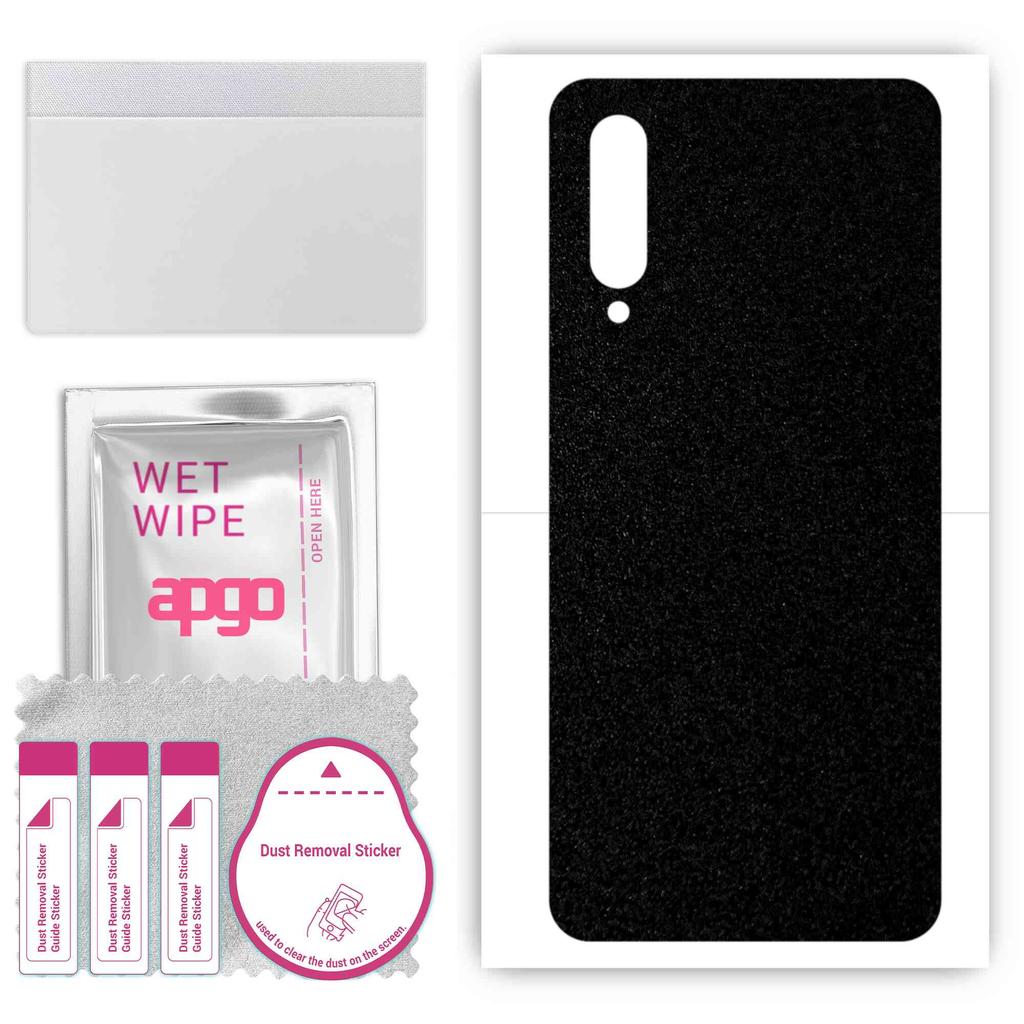 apgo Protective Skin Sticker for the back compatible with Xiaomi Mi CC9e, Wrap Film, Foil, Vinyl - Pattern Matte Black