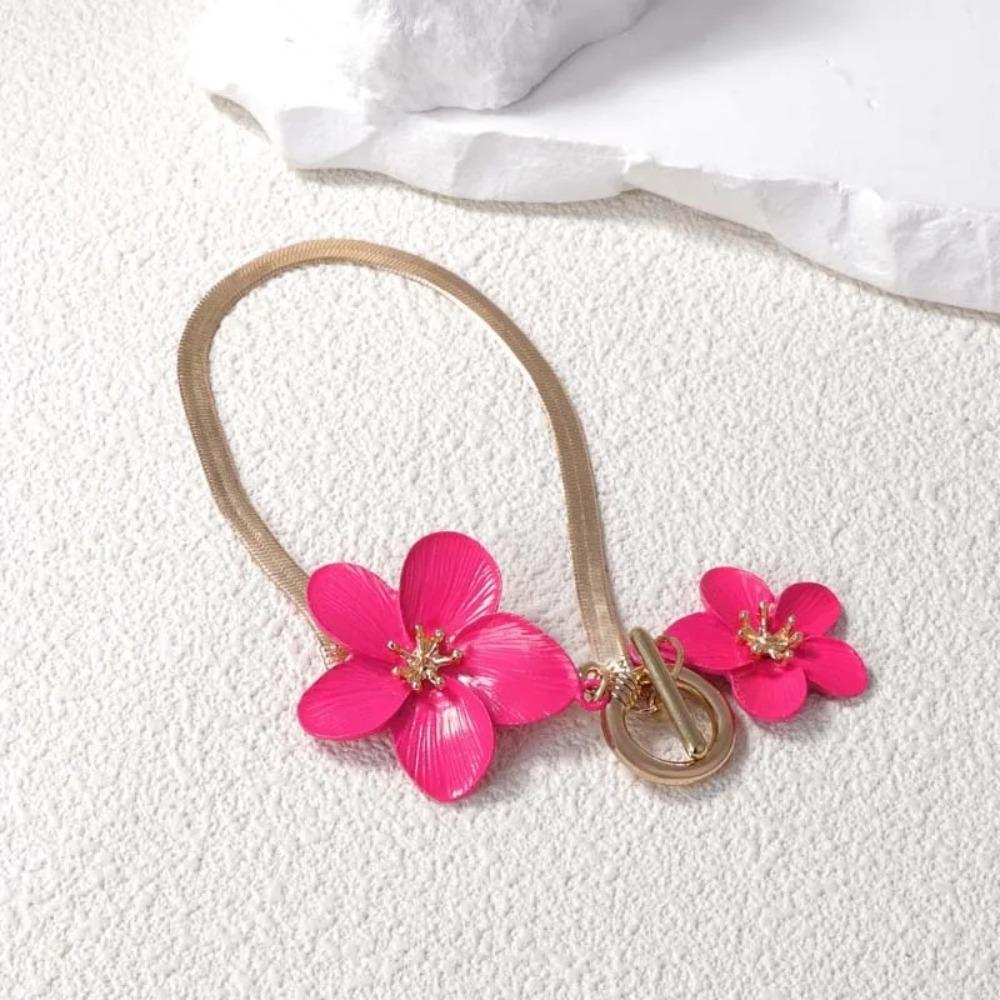 Anklet Flower Pendant Necklace Sumulation Flower Foot Chain Elegant Snake Bone Chain  Party