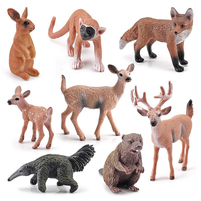 Pvc Forest Monkey Rabbit Fox Deer Figures Collection Realistic Static Models For Classroom And Display