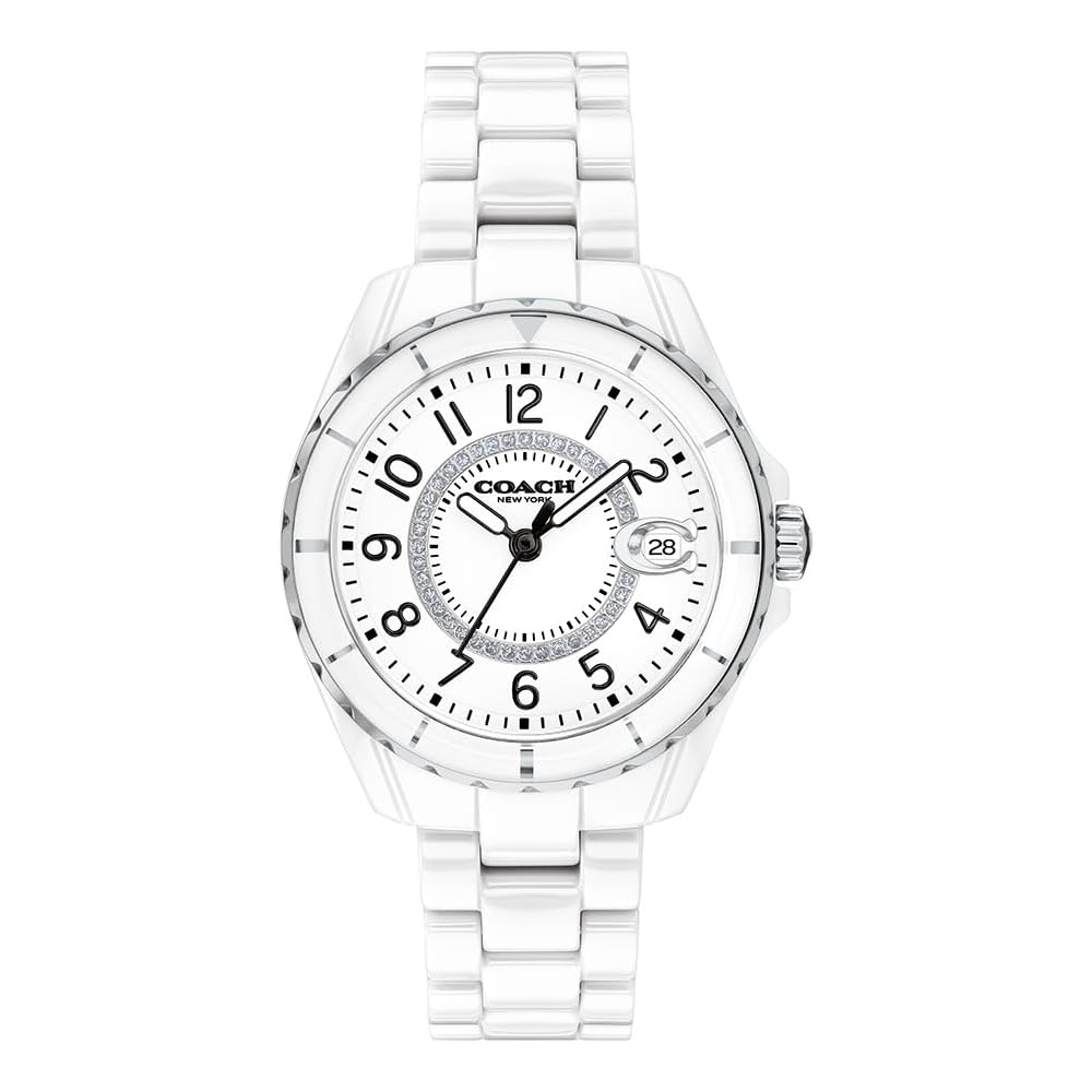 Coach Preston Women s Watch White Dial Ceramic Strap 14503462