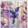 Hummingbird Flower Shower Curtain Spring Purple Rose Floral Birds Tropical Animal Rustic Nature Fantasy Garden Elegant Women
