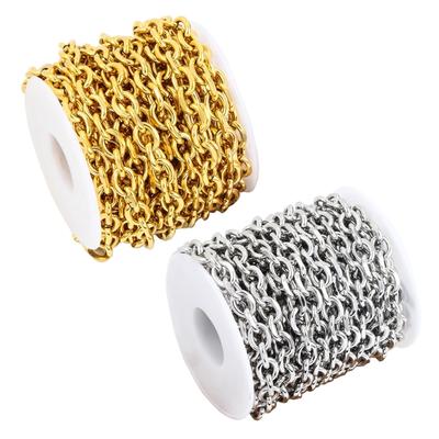Chaîne en Acier Inoxydable pour Accessoires Fait Main Chaînes à Maillons Rolo pour Colliers et Bracelets Composants de Bijouterie Pratiques