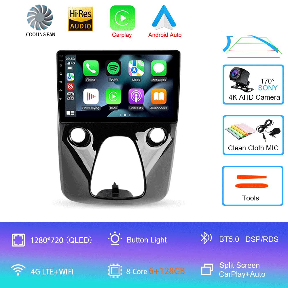 Car Radio Android 14 For Toyota Aygo Peugeot 108 Citroen C1 2016 - 2020 Auto Multimedia Player Stereo 4G WIFI Carplay 360 Camera
