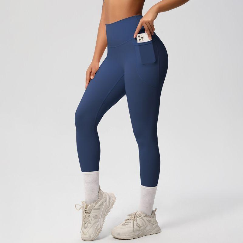 Fashion Nude Feel Beauty Back Cross Bubble Wrap Sports Bra High Waist Hip Lift Pocket Sports Yoga Pants Fitness Suit Women