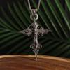 Vintage Gothic Purgatory Cross Skull Pendant Necklace Steampunk Catholic Amulet Jewelry Gift