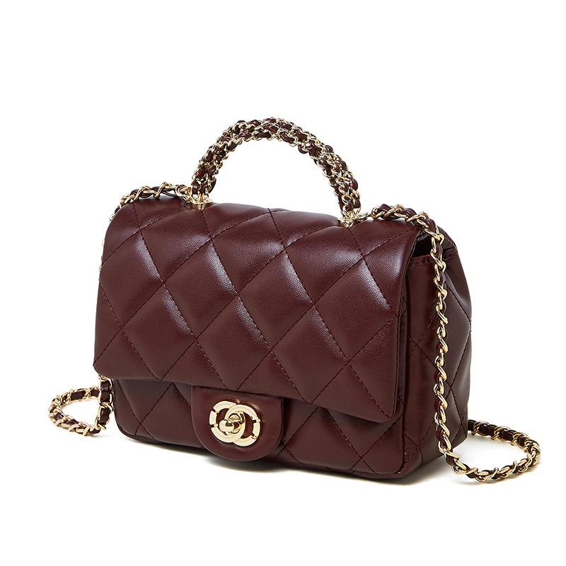Ladies' Handbag 2026 New Small Fragrance Style Metal Chain Diamond Grid Handbag Versatile Single Shoulder Crossbody Used Women's Bag
