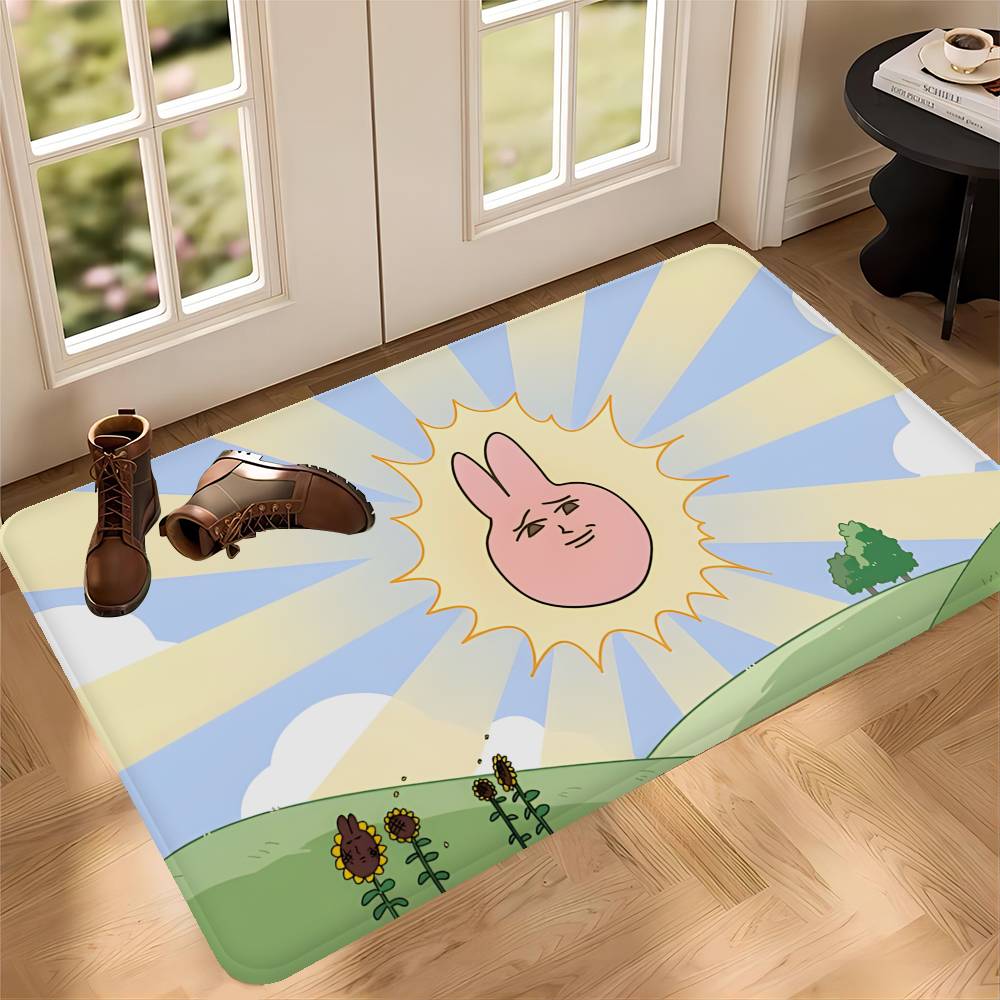 My F-Friend Pink Rabbit Funny Anime Floor Mat INS Style Soft Bedroom Floor House Laundry Room Mat Anti-skid Household Carpets