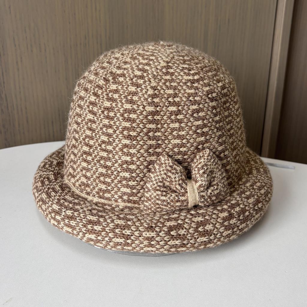 Hat Lady Winter Middle-Aged And Elderly Basin Hat Thickened Woolen Curling Bucket Hat Travel Leisure Warm Basin Hat