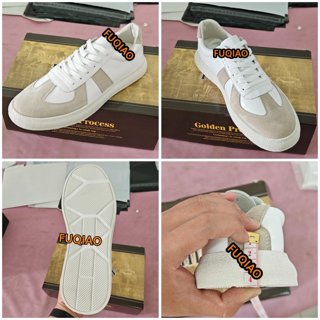 Mode Elevator Sneaker Für Damen Herren Schuhe Echtes Leder Atmungsaktiv Höhenerhöhende Schuhe Schnür-Trainer Damen Slipper Für Herren